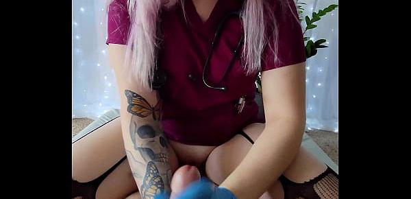  nurse teases her patients cock with her pussy